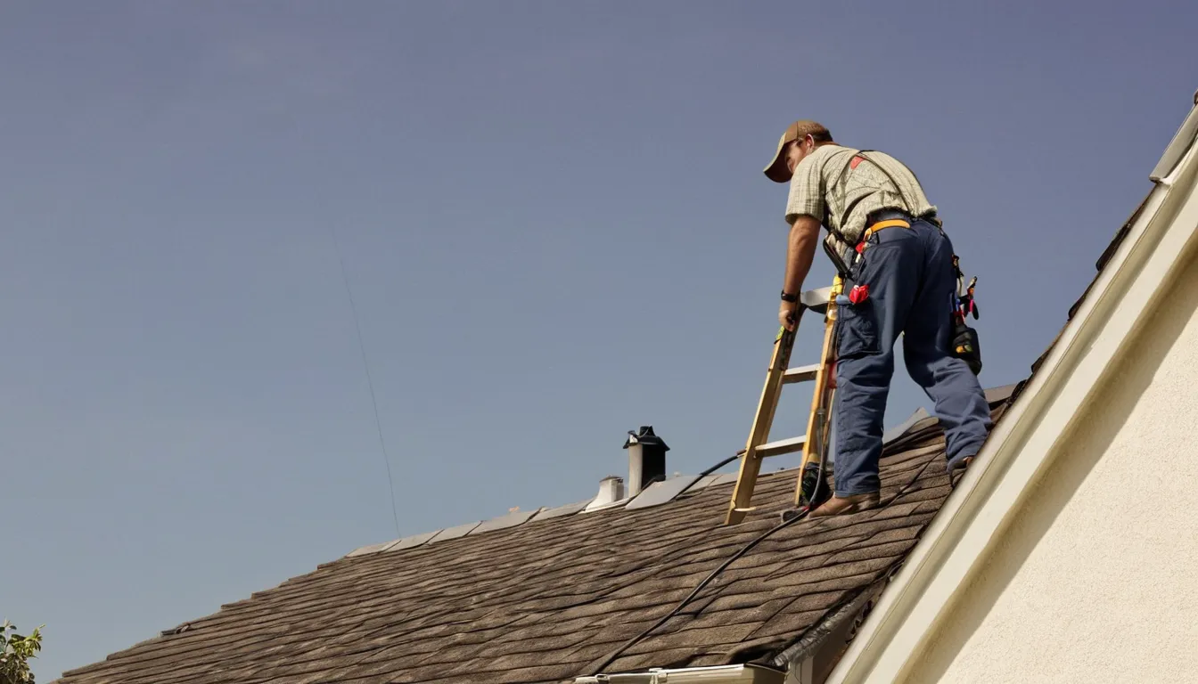 A friendly pest and wildlife provider inspecting a home attic near Romeo with a flashlight
